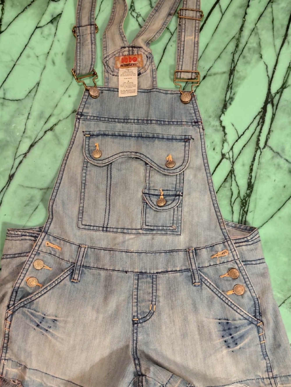 No Boundaries Womens Vintage Overalls Medium Light Wash Blue Size M